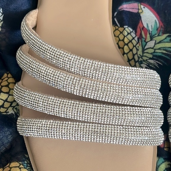 Brand New Steve Madden Rhinestone Multi-Strap Slip-On Sandals Bling Snazzy Slide - Picture 11 of 14